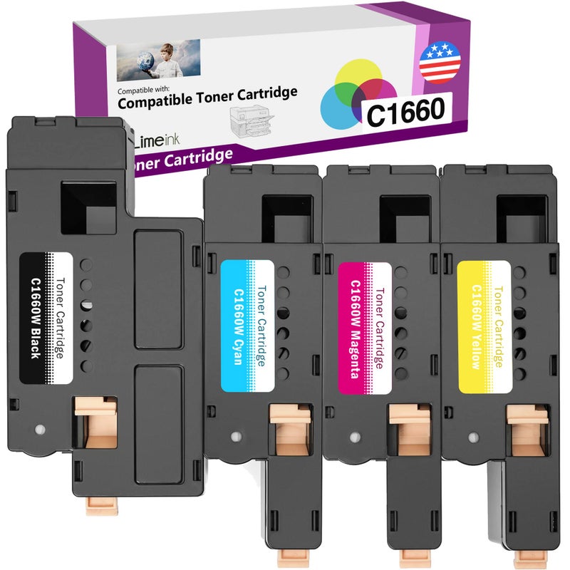 Limeink Compatible Toner Cartridges Replacement for Dell C1660 4G9HP Compatible with C1660 C1660W C1660cnw 1660 1660W 1660cnw High Yield Laser Printers (4 Pack) (1 Black, 1 Cyan, 1 Magenta, 1 Yellow) - Image 1